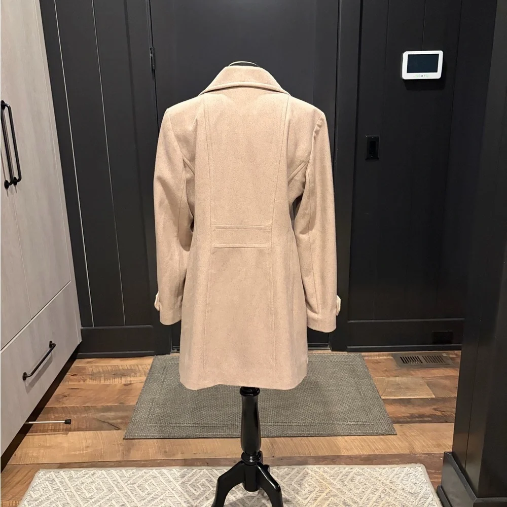 Anne Klein Camel Wool Blend Double Breasted Coat Large